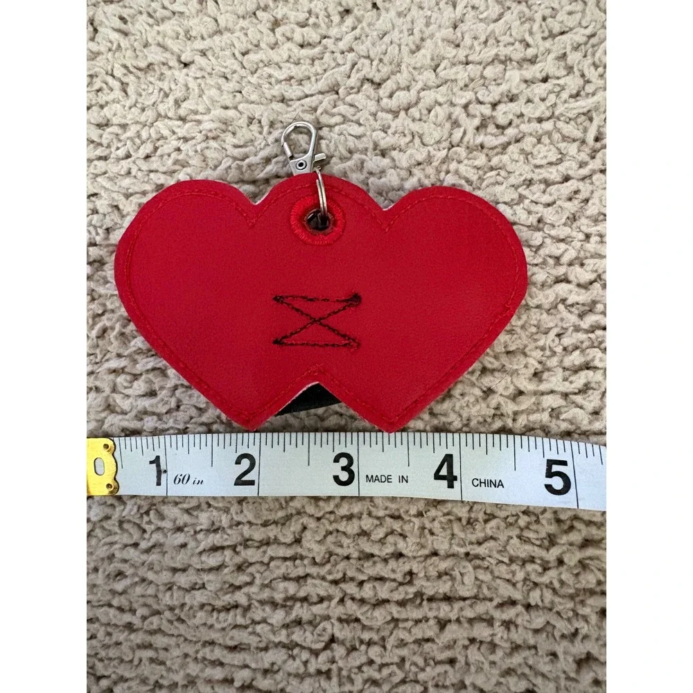Disney Mickey Minnie Mouse Kissing Heart Keychain Pouch Red Black Bag Charm